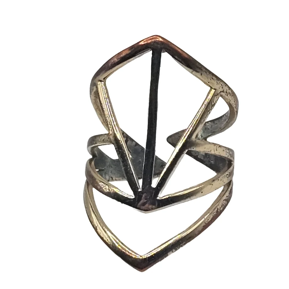 Geometric Open Cuff Ring (Size 8, Adjustable)